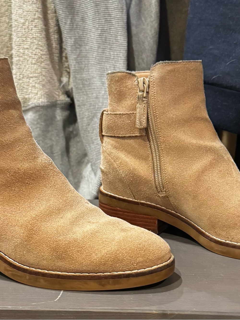 Cole Haan Hampshire Dark Latte Suede Buckle Booties Size 5B